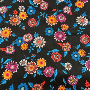 London Calling SRKN-21237-2 Black Floral Cotton Lawn Fabric Robert Kaufman