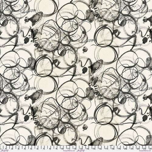 Scribble - Charcoal || Ravel by E Bond Cotton Fabric PWEB044.CHARCOAL Free Spirit Fabrics