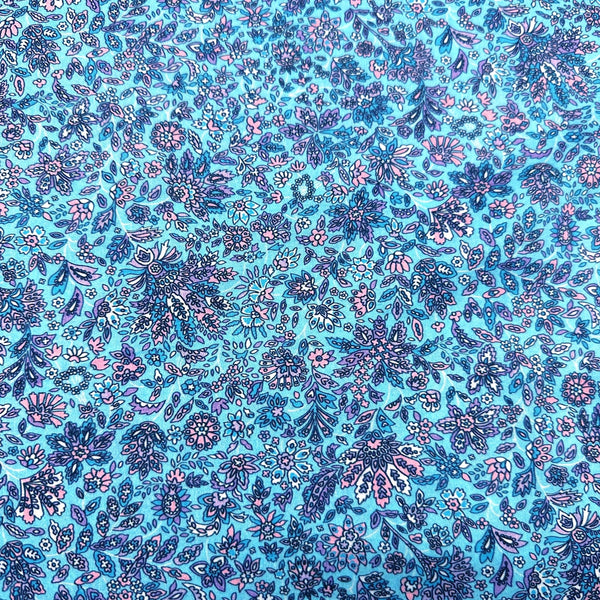 London Calling SRKN-21239-68 Dusty Blue Floral Cotton Lawn Fabric Robert Kaufman