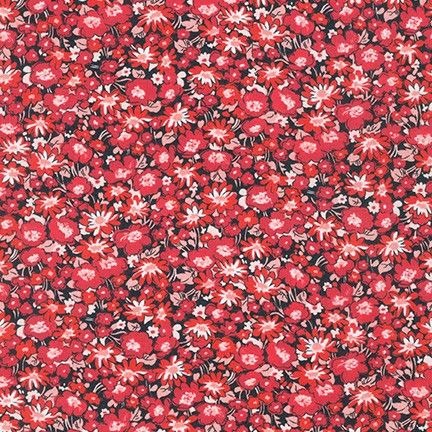 London Calling SRKD-19233-91 CRIMSON Floral Cotton Lawn Fabric Robert Kaufman