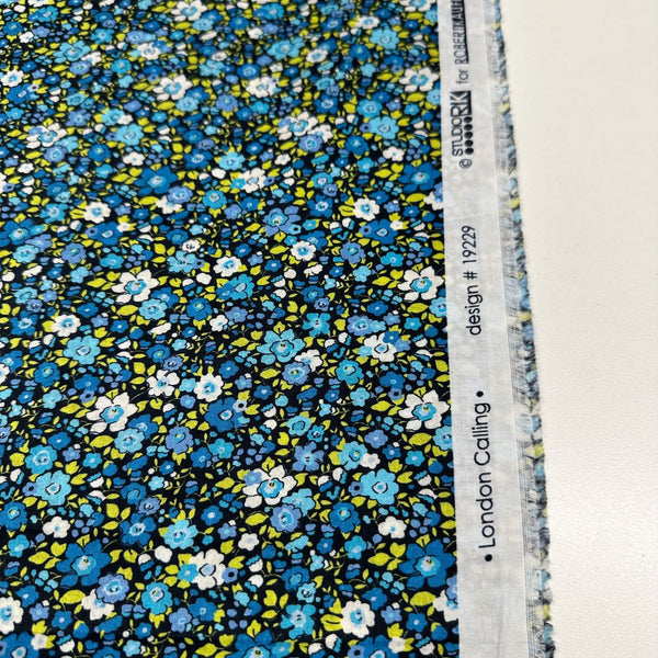 London Calling SRKD-19229-77 Blueberry Floral Cotton Lawn Fabric Robert Kaufman