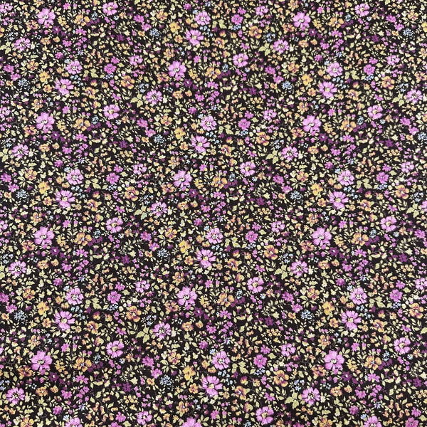 Sevenberry Petite Garden Lawn Floral Cotton Lawn Fabric,  Robert Kaufman SB-6117D3-5 BLACK