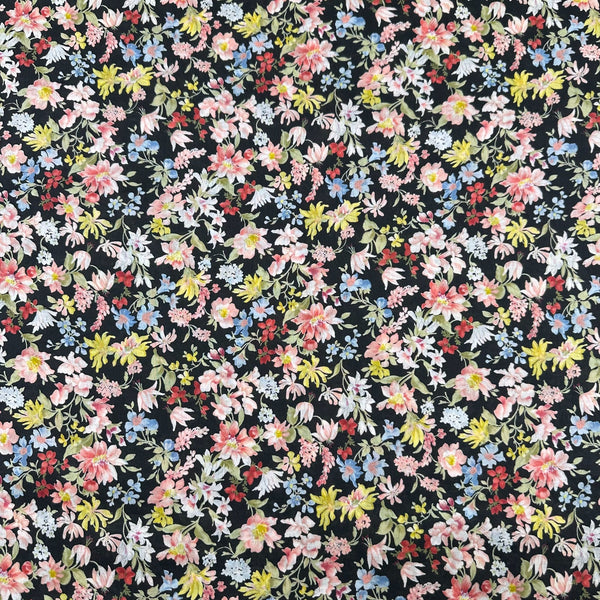 Sevenberry Petite Garden Lawn Floral Cotton Lawn Fabric,  Robert Kaufman SB-6117D3-5 BLACK