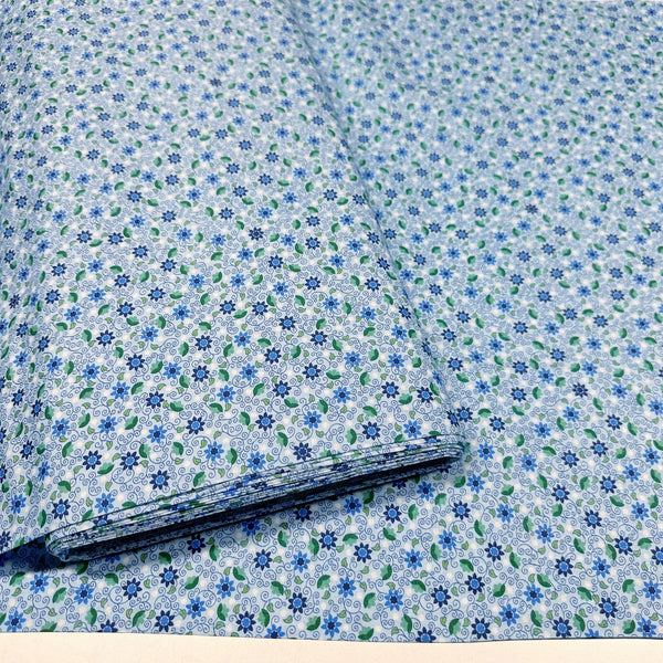 London Calling SRKN-21245-4 Blue Floral Cotton Lawn Fabric Robert Kaufman