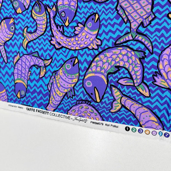 Koi Polloi Blue Brandon Mably for Kaffe Fassett Contrast Fabric, Free Spirit Fabrics