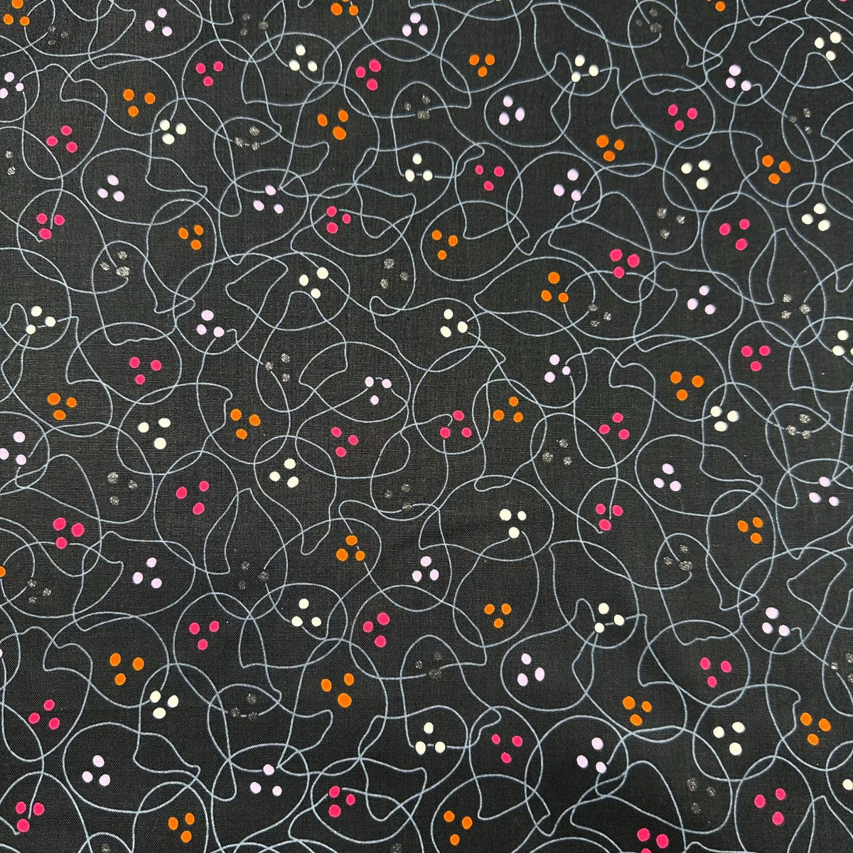 Wishwell Boodacious Black Ghost Outlines Robert Kaufman Cotton Fabric ...
