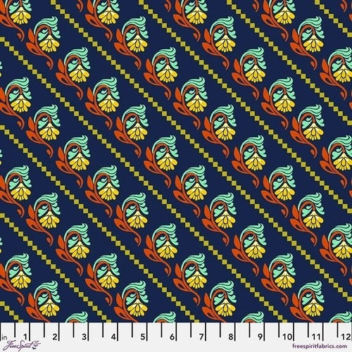 Fluent Tilt Navy Cotton Fabric,  Anna Maria for Free Spirit Fabrics