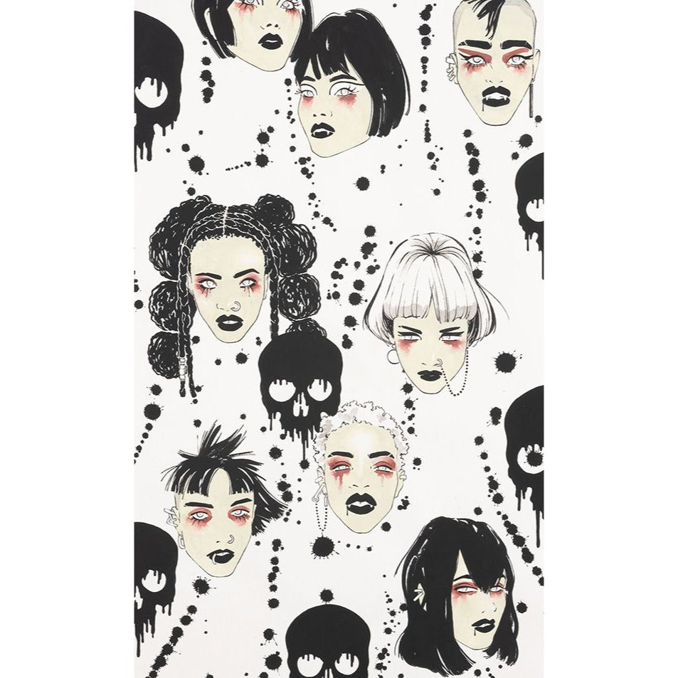 Alexander Henry Vamps Vampire Skull Cotton Fabric 8994 A Natural