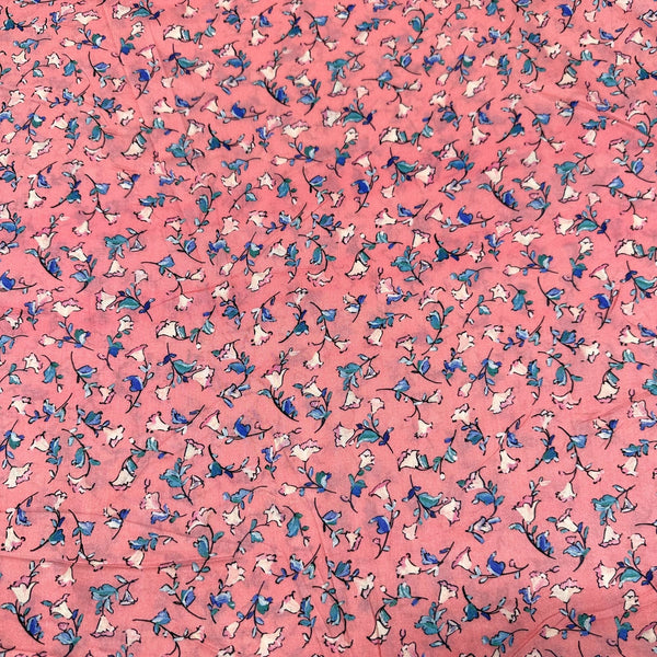 London Calling Pink Floral Cotton Lawn Fabric Robert Kaufman SRKD-20260-143 CORAL