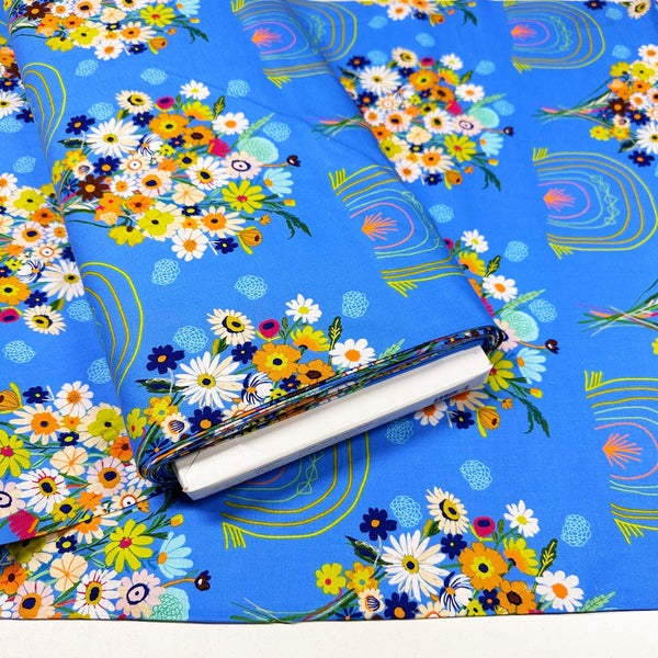 Harmony Somewhere Bluebird Cotton Fabric, Carolyn Gavin for Conservatory Craft, Free Spirit