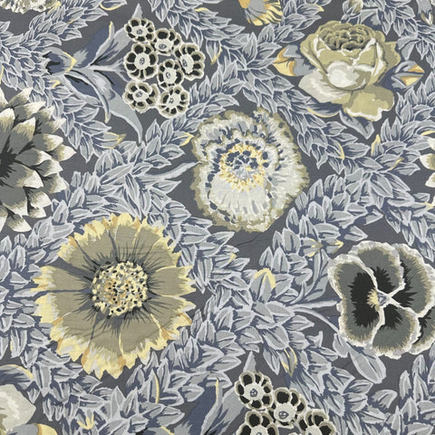 Flower Lattice - Grey Floral Philip Jacobs for Kaffe Fassett Cotton Fabric, Free Spirit Fabrics PWGP011.GREY