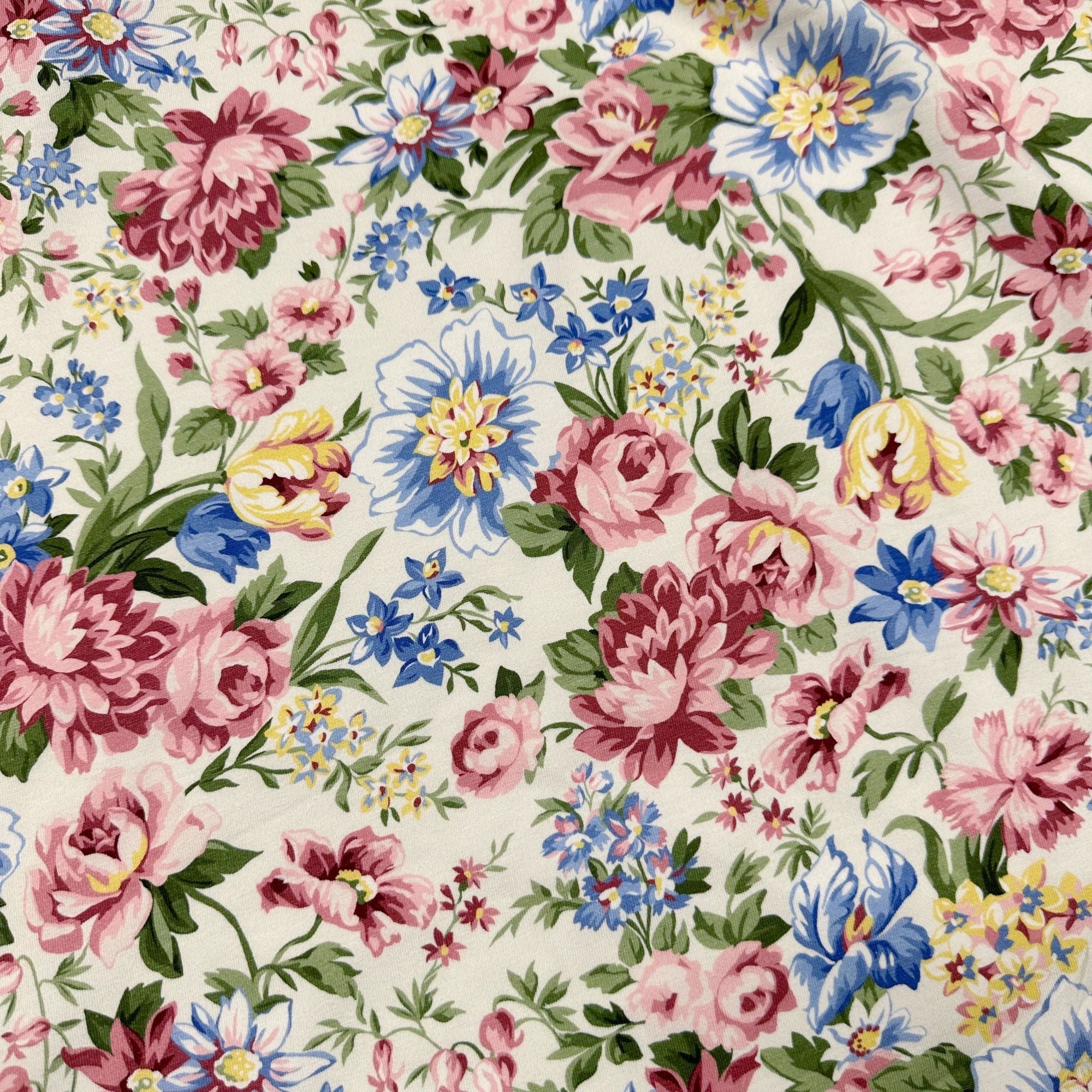 Flowerhouse Serene Floral Cotton Jersey Knit Stretch Fabric by Robert Kaufman