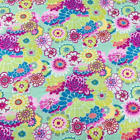 Kaffe Fassett Asian Circles Green Cotton Fabric, Free Spirit Fabrics GP89.GREE