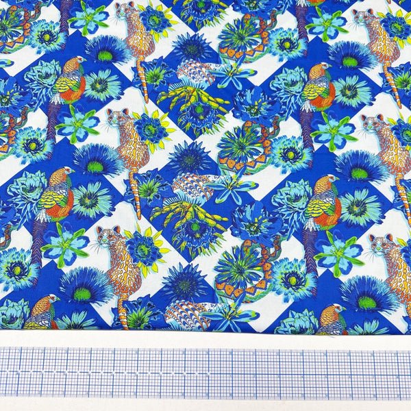 Marvelous Menagerie - Cornflower Florescence by Sam Wilde Cotton Fabric, Free Spirit Fabrics PWVE017.CORNFLOWER