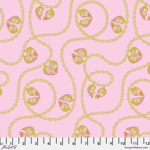 Lil Charmer Blossom Metallic Besties Tula Pink Cotton Fabric, Free Spirit PWTP219.BLOSSOM