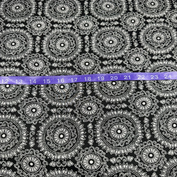 London Calling Black Medallion Cotton Lawn Fabric Robert Kaufman SRKN-21235-2