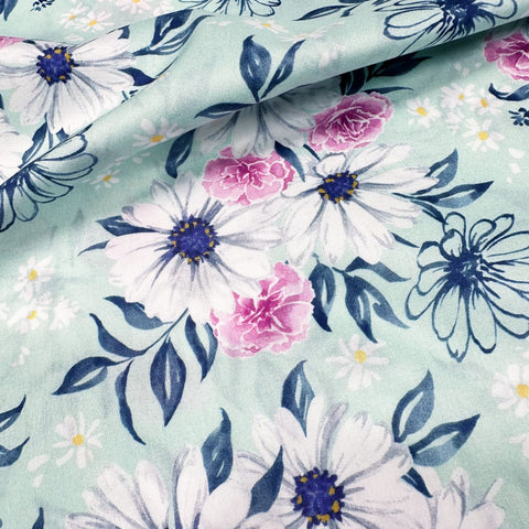 Wishwell Cotton Lawn Floral Fabric, WELD-19737-32 MINT Robert Kaufman Vanessa Lillrose & Linda Fitch