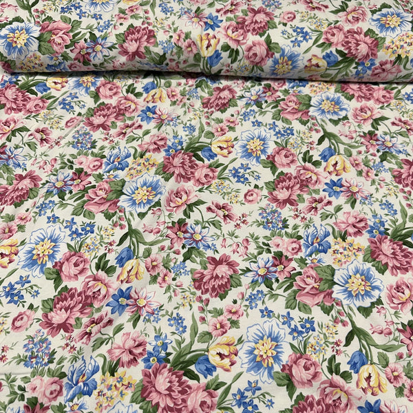 Flowerhouse Serene Floral Cotton Jersey Knit Stretch Fabric by Robert Kaufman