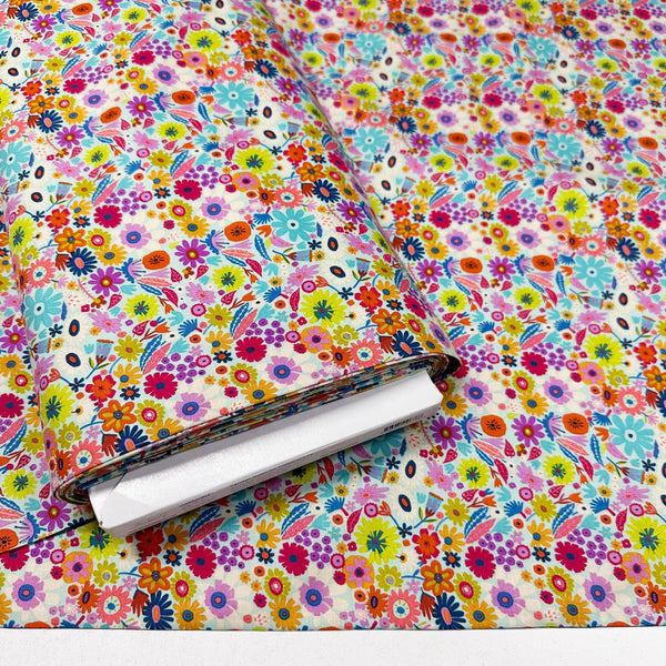 Harmony Little Scattered Clear Cotton Fabric, Carolyn Gavin for Conservatory Craft, Free Spirit