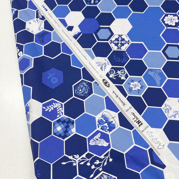 In Blue Hexiesis Lazuli by Katarina Rocella Cotton Fabric, AGF Art Gallery Fabrics INB-26632