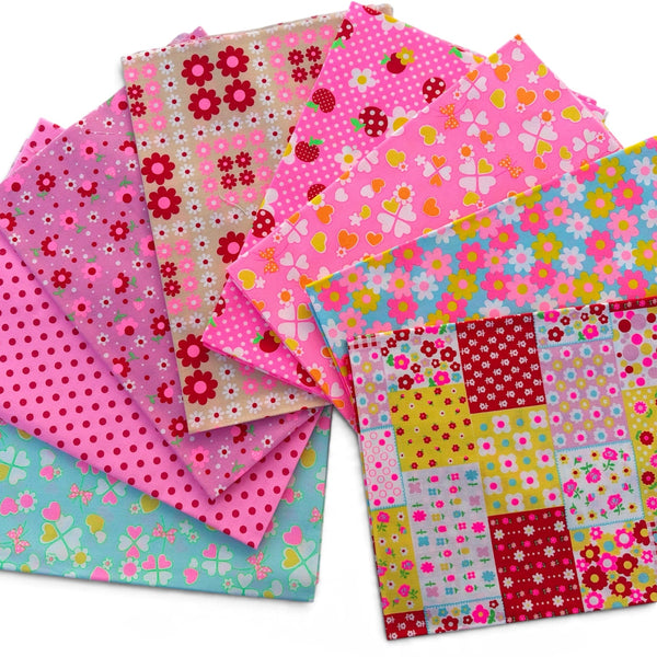 8 piece neon fat quarter bundle by Antique Fabric Pinks