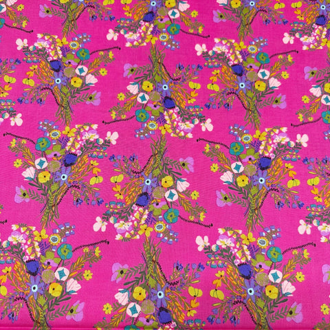 Harmony Bundles of Joy Magenta Cotton Fabric, Carolyn Gavin for Conservatory Craft, Free Spirit