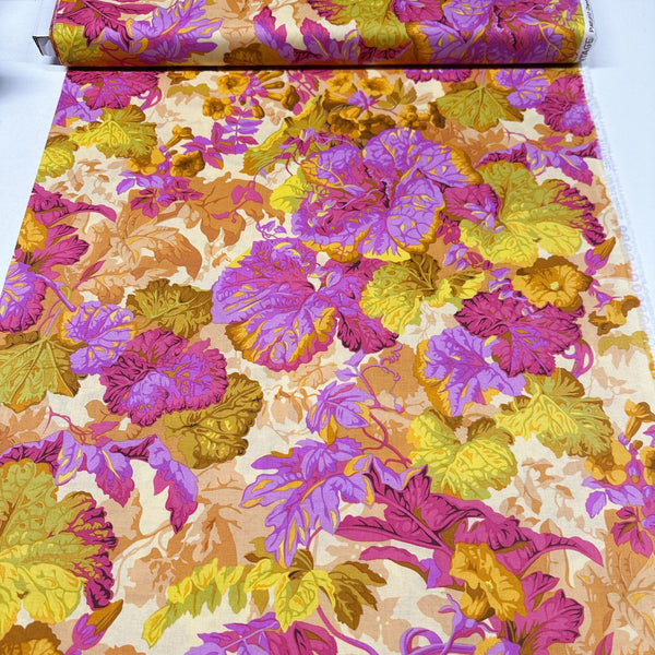 Grandiose - Ochre Vintage Floral Philip Jacobs for Kaffe Fassett Cotton Fabric, Free Spirit Fabrics PWPJ013.OCHRE