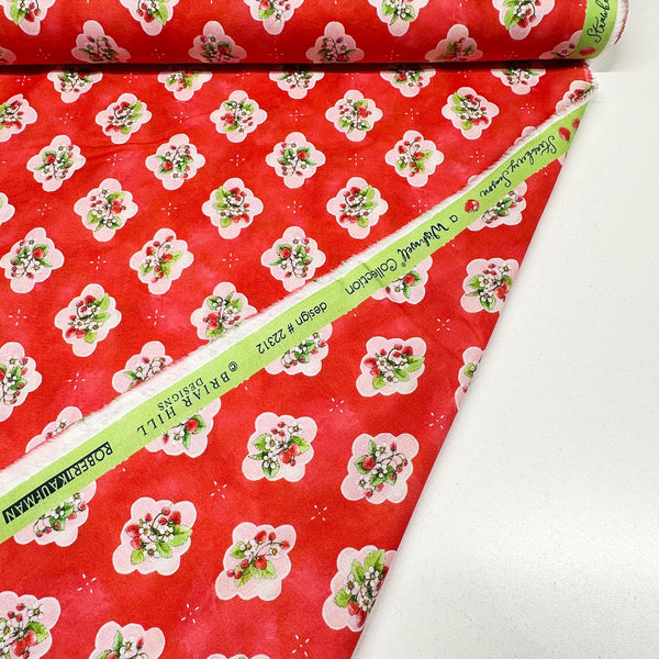 Strawberry Season Briar Hill Designs from Wishwell Cotton Fabric, Robert Kaufman ABYD-22312-98 STRAWBERRY