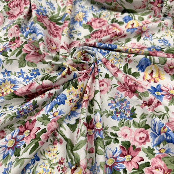 Flowerhouse Serene Floral Cotton Jersey Knit Stretch Fabric by Robert Kaufman