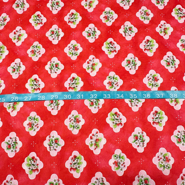 Strawberry Season Briar Hill Designs from Wishwell Cotton Fabric, Robert Kaufman ABYD-22312-98 STRAWBERRY