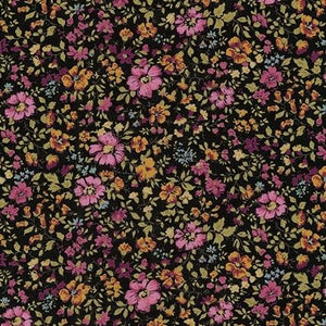 Sevenberry Petite Garden Lawn Floral Cotton Lawn Fabric,  Robert Kaufman SB-6117D3-5 BLACK