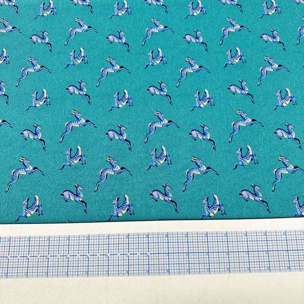 Small Wild Meadow - Teal Mythical by Stacy Peterson Cotton Fabric, Free Spirit