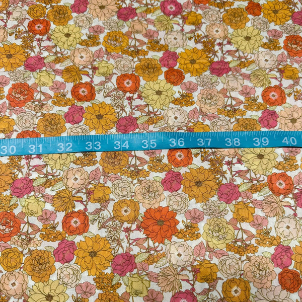 London Calling SRKD-19227-152 Creamsicle Floral Cotton Lawn Fabric Robert Kaufman