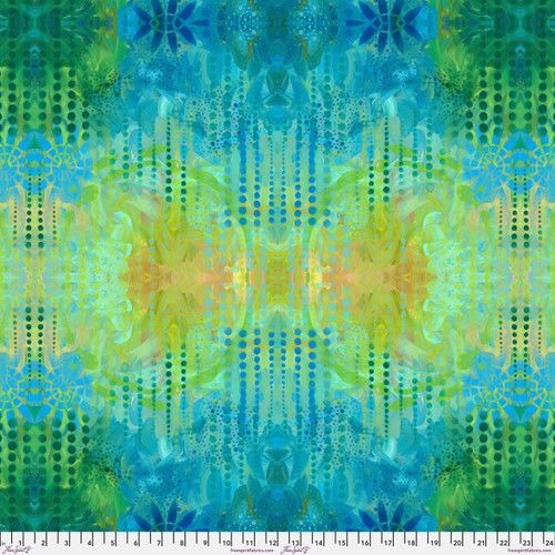 Garden Delight Lawn Blue by Sue Penn Cotton Fabric, Free Spirit Fabric