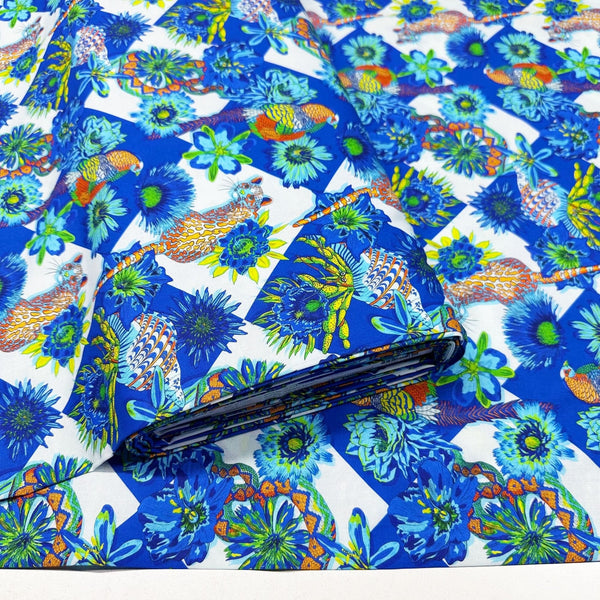 Marvelous Menagerie - Cornflower Florescence by Sam Wilde Cotton Fabric, Free Spirit Fabrics PWVE017.CORNFLOWER