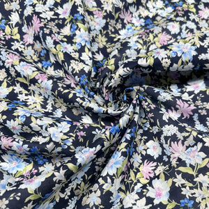 Sevenberry Petite Garden Lawn Floral Cotton Lawn Fabric,  Robert Kaufman SB-6125D5-4 NAVY