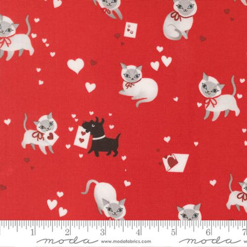 Funny Valentine Kitty in Love By Lizzy House, 37140 16 Moda Fabric