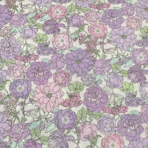 London Calling SRKD-19227-414  Heather Retro Floral Cotton Lawn Fabric Robert Kaufman