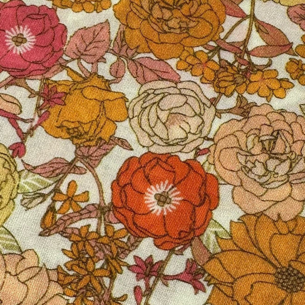 London Calling SRKD-19227-152 Creamsicle Floral Cotton Lawn Fabric Robert Kaufman