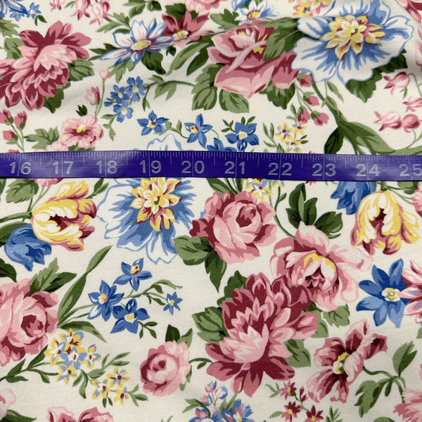 Flowerhouse Serene Floral Cotton Jersey Knit Stretch Fabric by Robert Kaufman