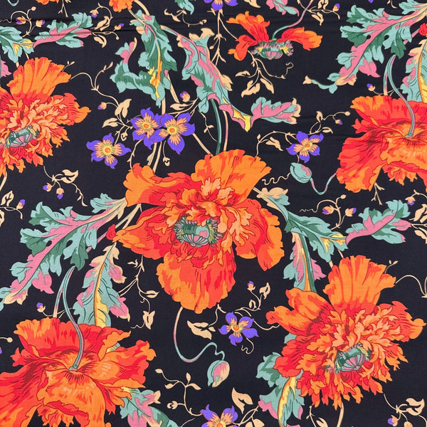 Papaver - Orange Philip Jacobs Cotton Fabric, Kaffe Fassett For Free Spirit PWPJ127.ORANGE