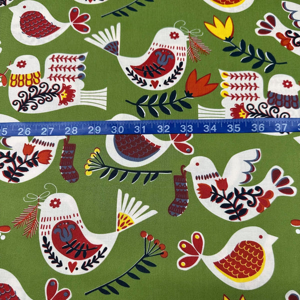 Alexander Henry Winter Partridge Pine Cotton Fabric Christmas Holiday Fabric