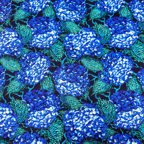 Hydrangea Hedgerow Lg - Delphinium Florescence by Sam Wilde Cotton Fabric, Free Spirit Fabrics PWVE018.DELPHINIUM