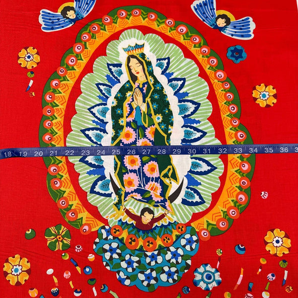 1 Panel Alexander Henry Our Lady of Guadalupe Red Cotton Fabric