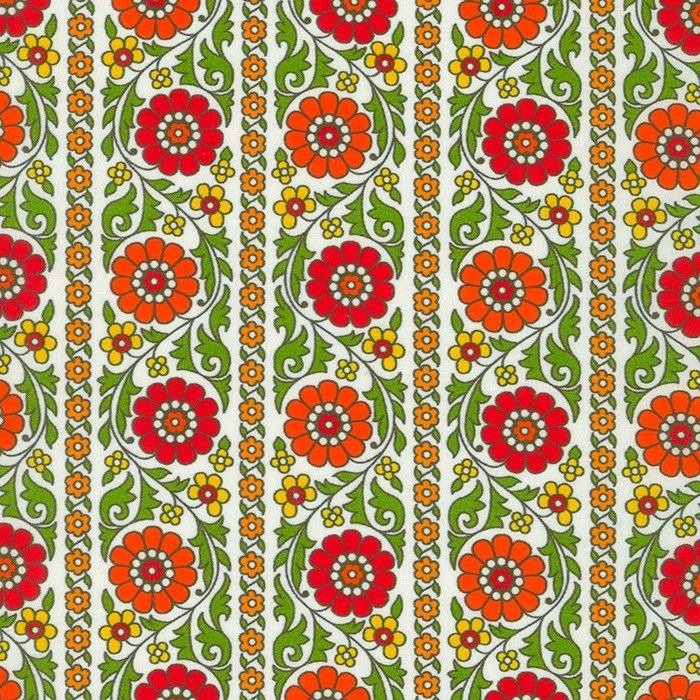 London Calling SRKN-21238-191 Autumn Retro Floral Cotton Lawn Fabric Robert Kaufman