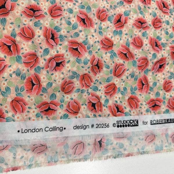 London Calling SRKD-20256-144 PEACH Floral Cotton Lawn Fabric Robert Kaufman