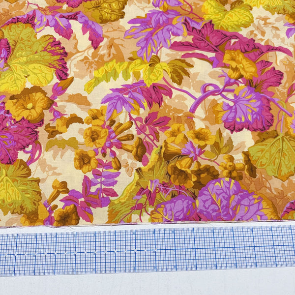 Grandiose - Ochre Vintage Floral Philip Jacobs for Kaffe Fassett Cotton Fabric, Free Spirit Fabrics PWPJ013.OCHRE