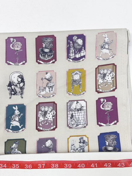 Afternoon Tea Party PM 3:00 Cotton Fabric in Beige by Illustrator Ringo, Imported from Japan