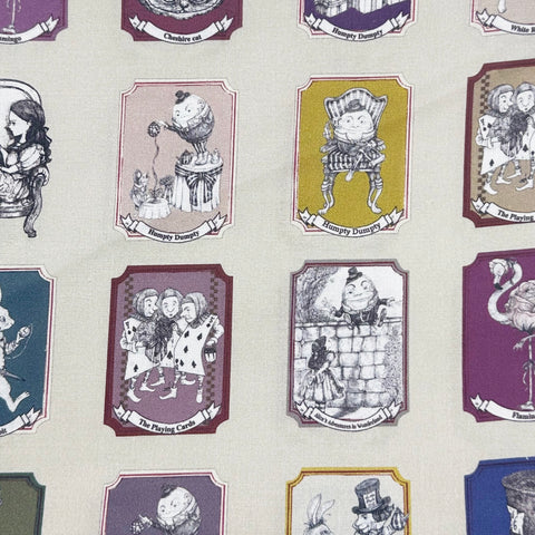 Afternoon Tea Party PM 3:00 Cotton Fabric in Beige by Illustrator Ringo, Imported from Japan