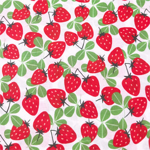 Allover Strawberry Print by Sevenberry Cotton Fabric, Imported from Japan, Red Strawberries on White